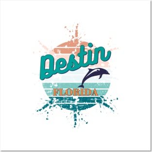 Destin Florida Exploding Retro Sunset Posters and Art